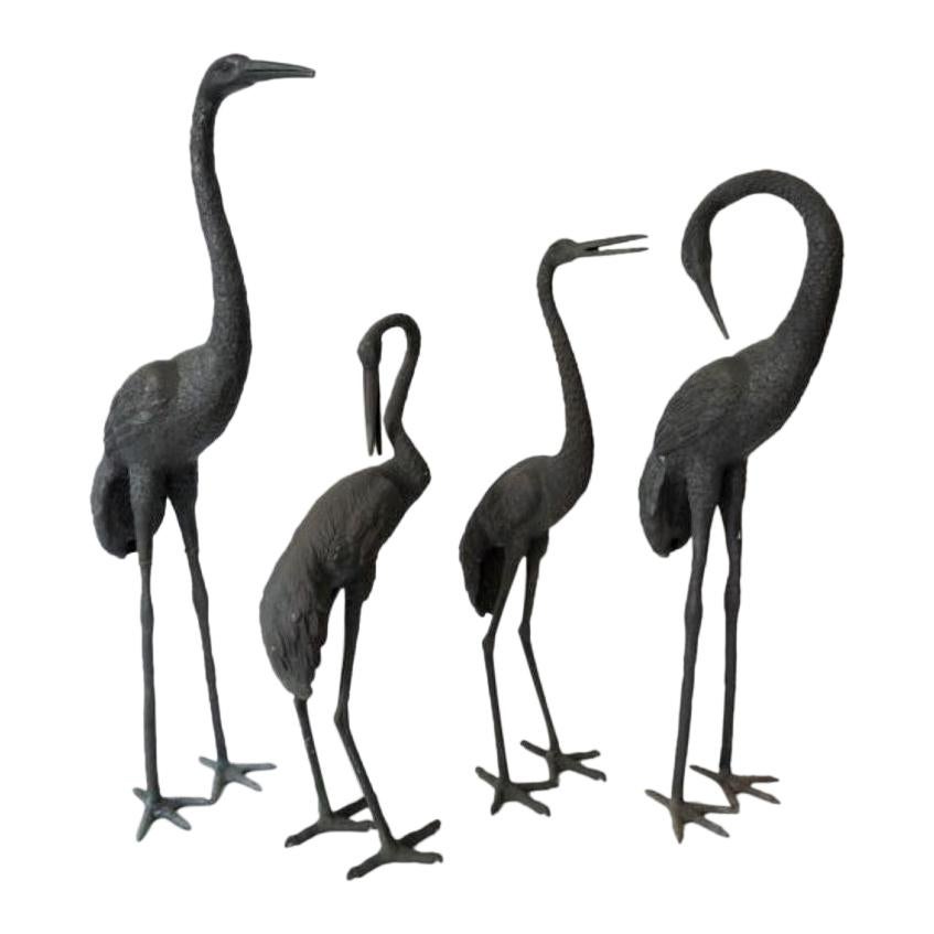 Set of Four Figures of Cranes