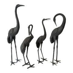 Retro Set of Four Figures of Cranes