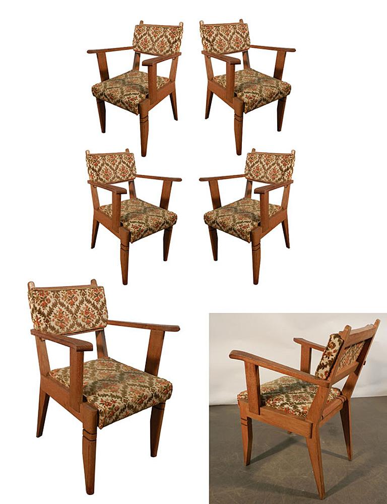 Four Fine French Art Deco Oak Armchairs by Charles Dudouyt circa 1930 In Good Condition In Saint-Ouen, FR