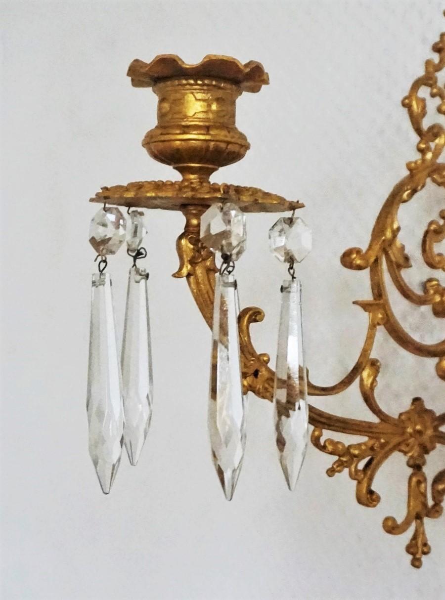 Set of Four Fine French Louis XVI Period Gold Doré Bronze Candle Wall Sconces For Sale 5