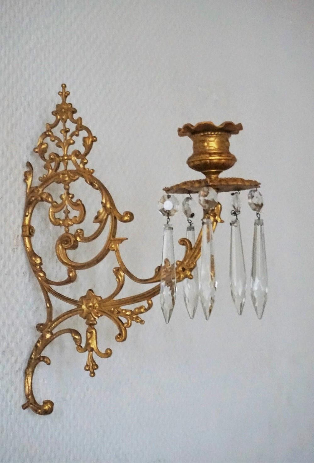 Gilt Set of Four Fine French Louis XVI Period Gold Doré Bronze Candle Wall Sconces For Sale