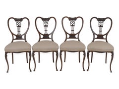 Set of Four Fine Sheraton Revival Inlaid Mahogany Salon Chairs, c.1900