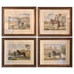 Set of Four Finely Framed and Matted Engravings of English Men on Their Horses