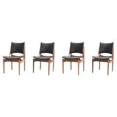 Set of Four Finn Juhl Egyptian Chair in Wood and Leather