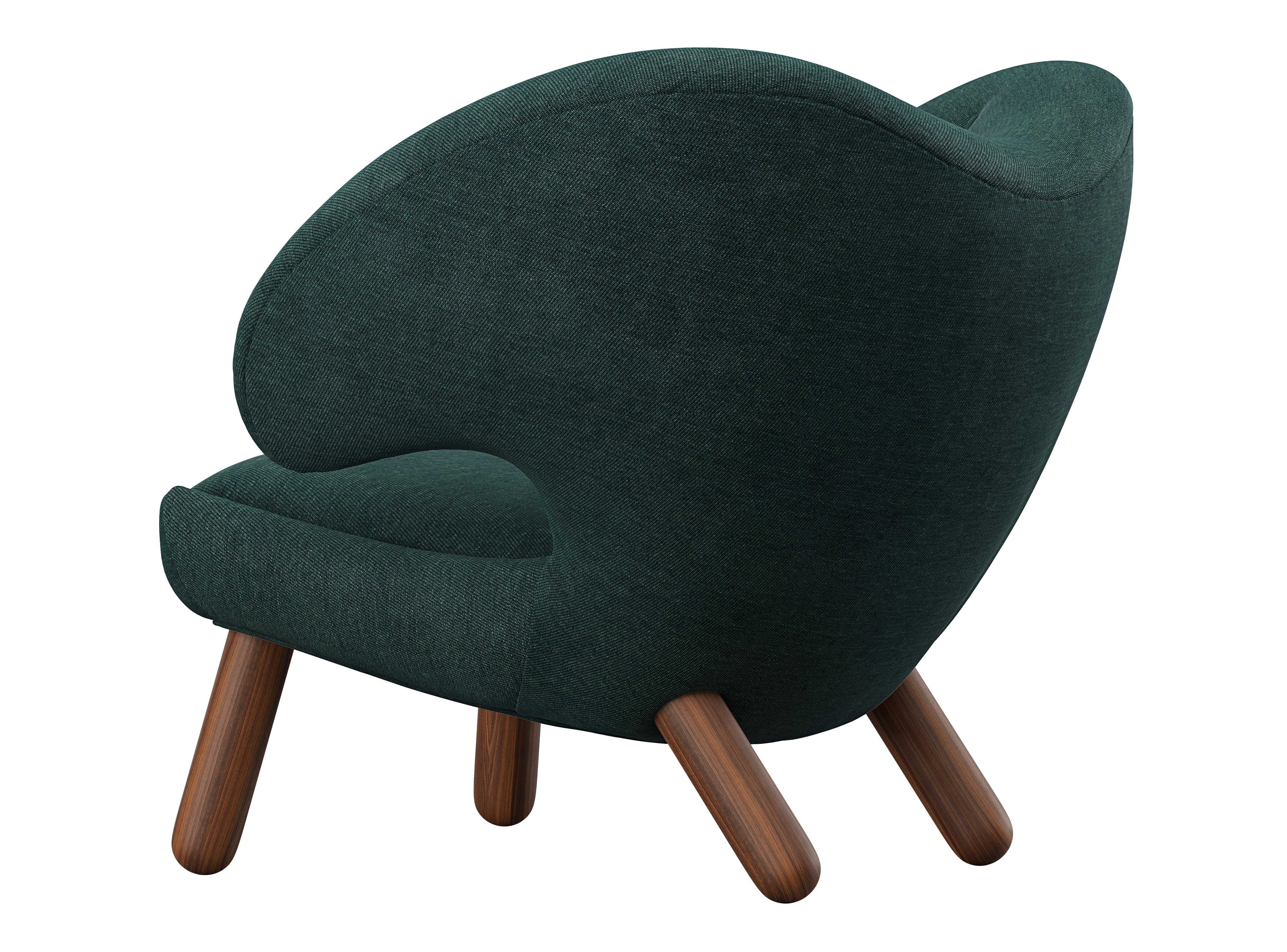 Modern Set of Four Finn Juhl Pelican Chair Upholstered in Wood and Fabric