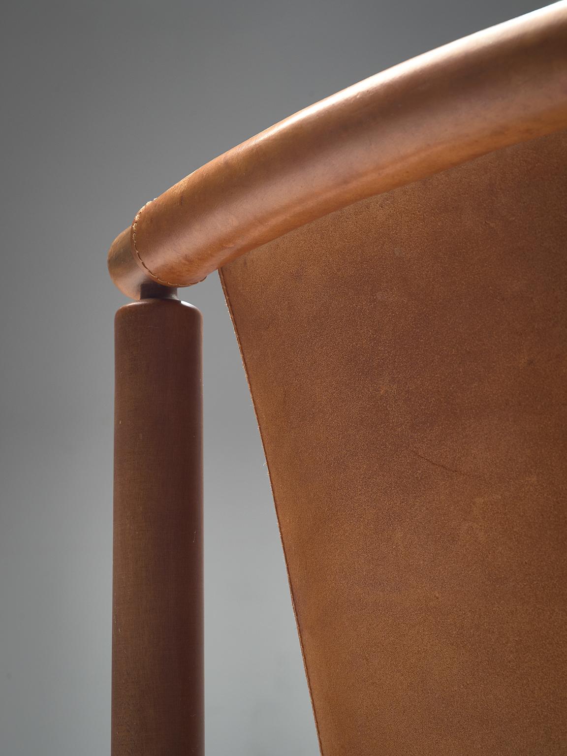 Set of Four Finnish Dining Chairs in Patinated Cognac Leather 2