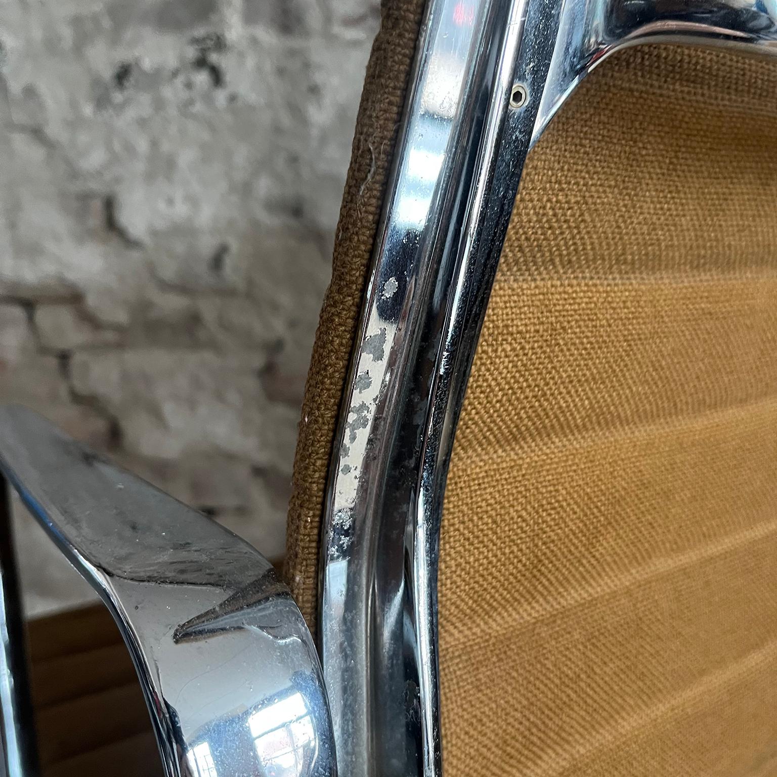 Set of Four First Chrome Base EA 107, Brown Hopsack Upholstery by Herman Miller en vente 4