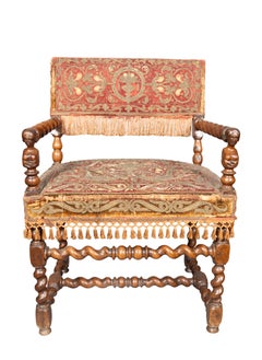 Set Of Four Flemish Baroque Walnut Armchairs