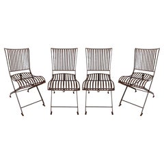 Set of Four Foldable Iron Garden Chairs