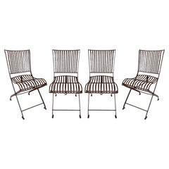 Set of Four Foldable Iron Garden Chairs