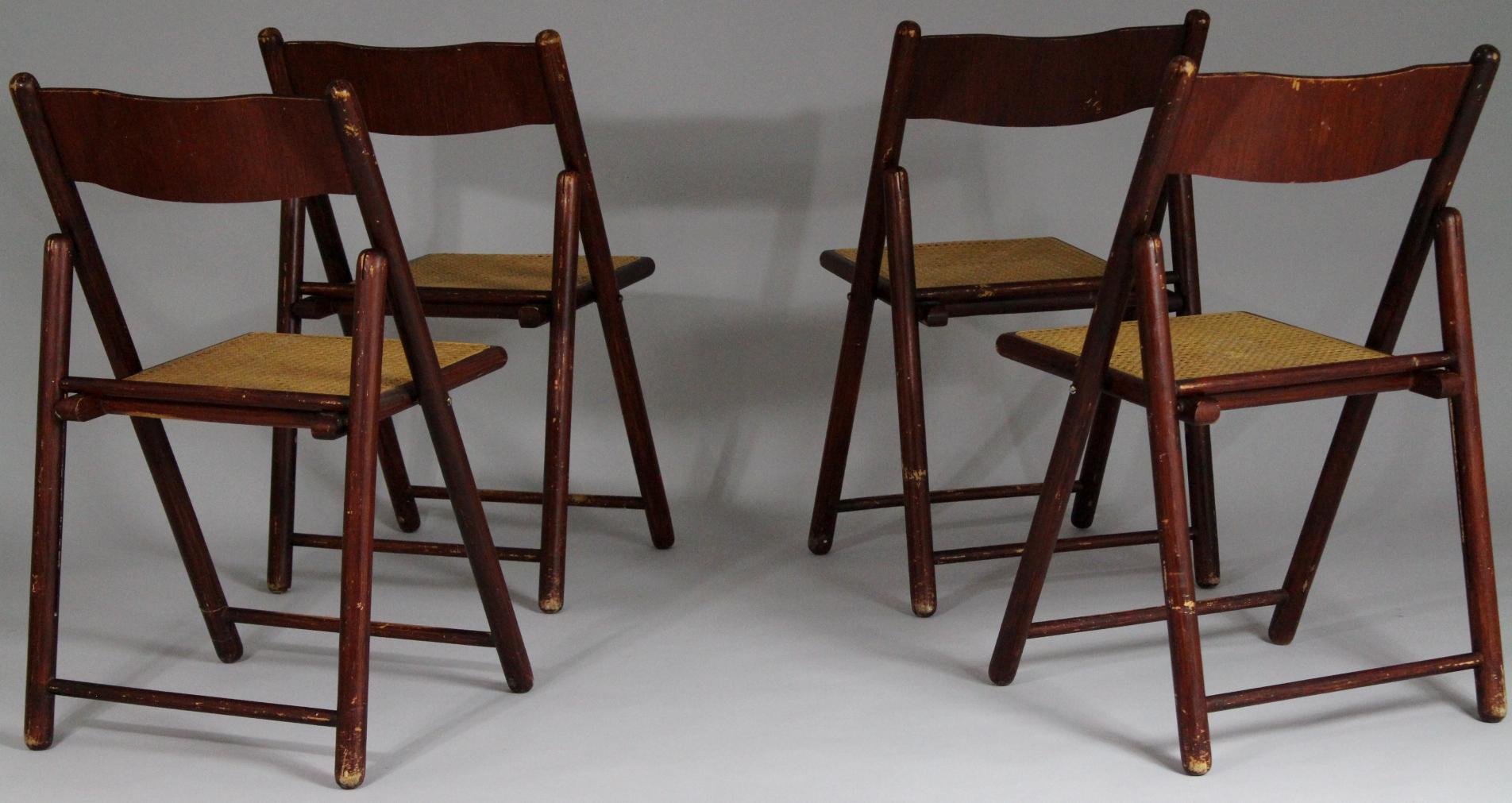 Mid-Century Modern Set of Four Folding Chairs, 1970s