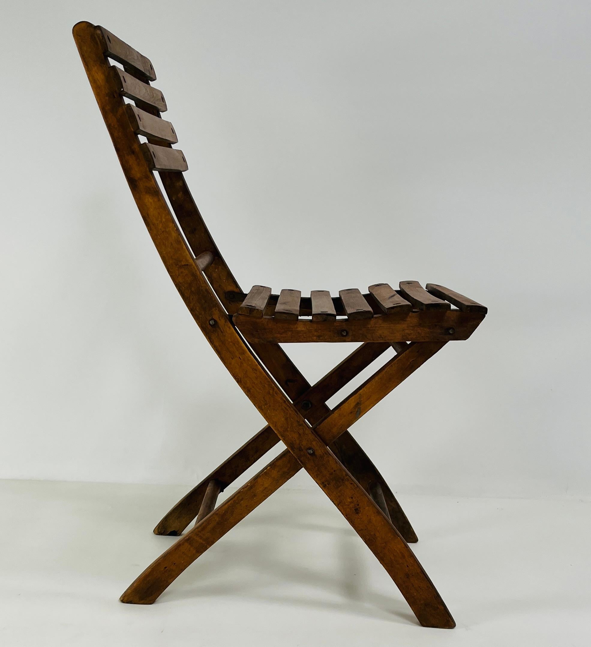 Mid-20th Century Set of Four Folding Oak Chairs For Sale