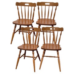 Vintage Set of Four Folk Art Carved Tavern Bavarian Inn Chairs, Nuremberg Germany 1960s