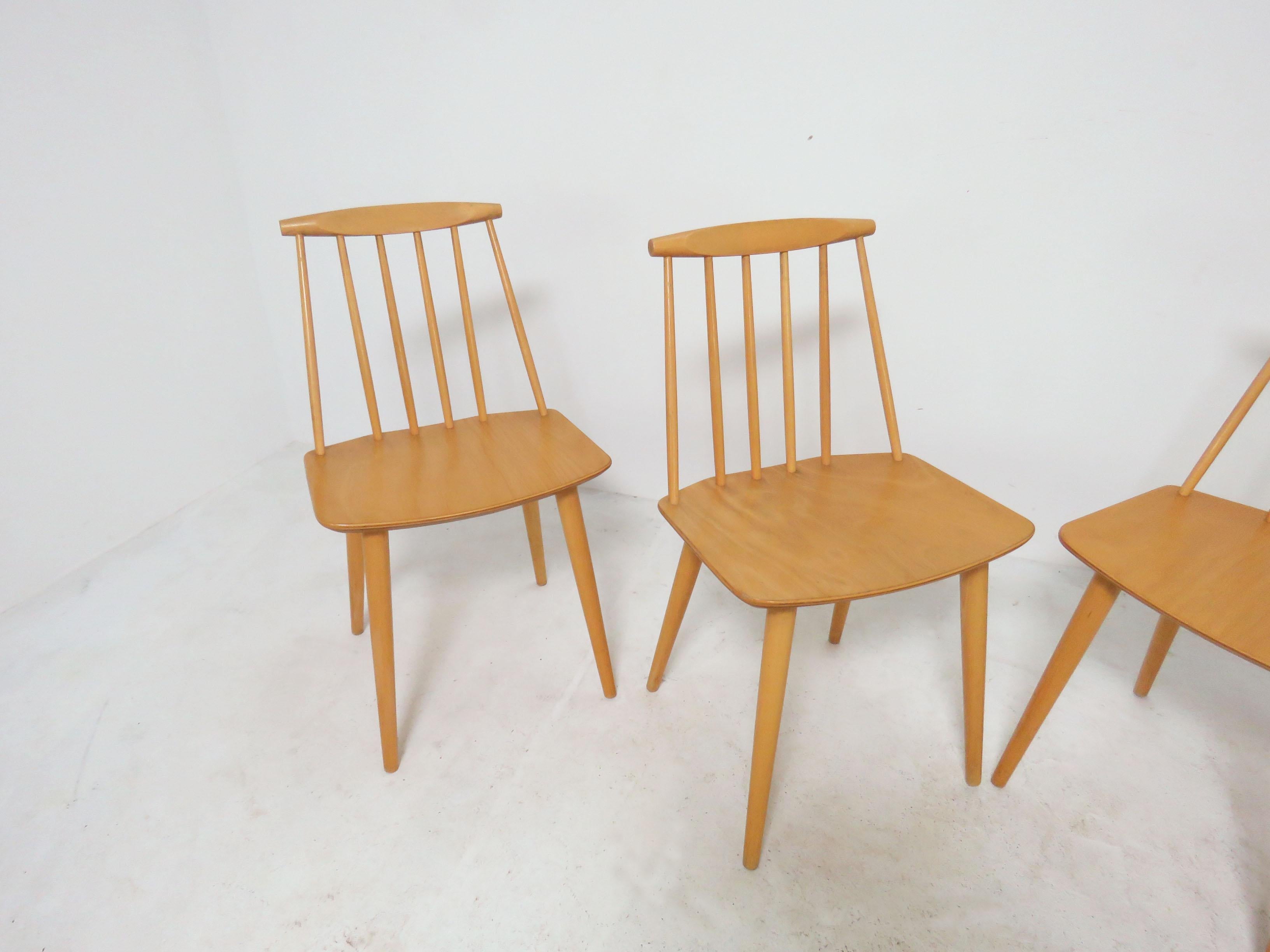 Set of four dining chairs designed by Folke Palsson for FDB Mobler, Denmark, circa 1975.