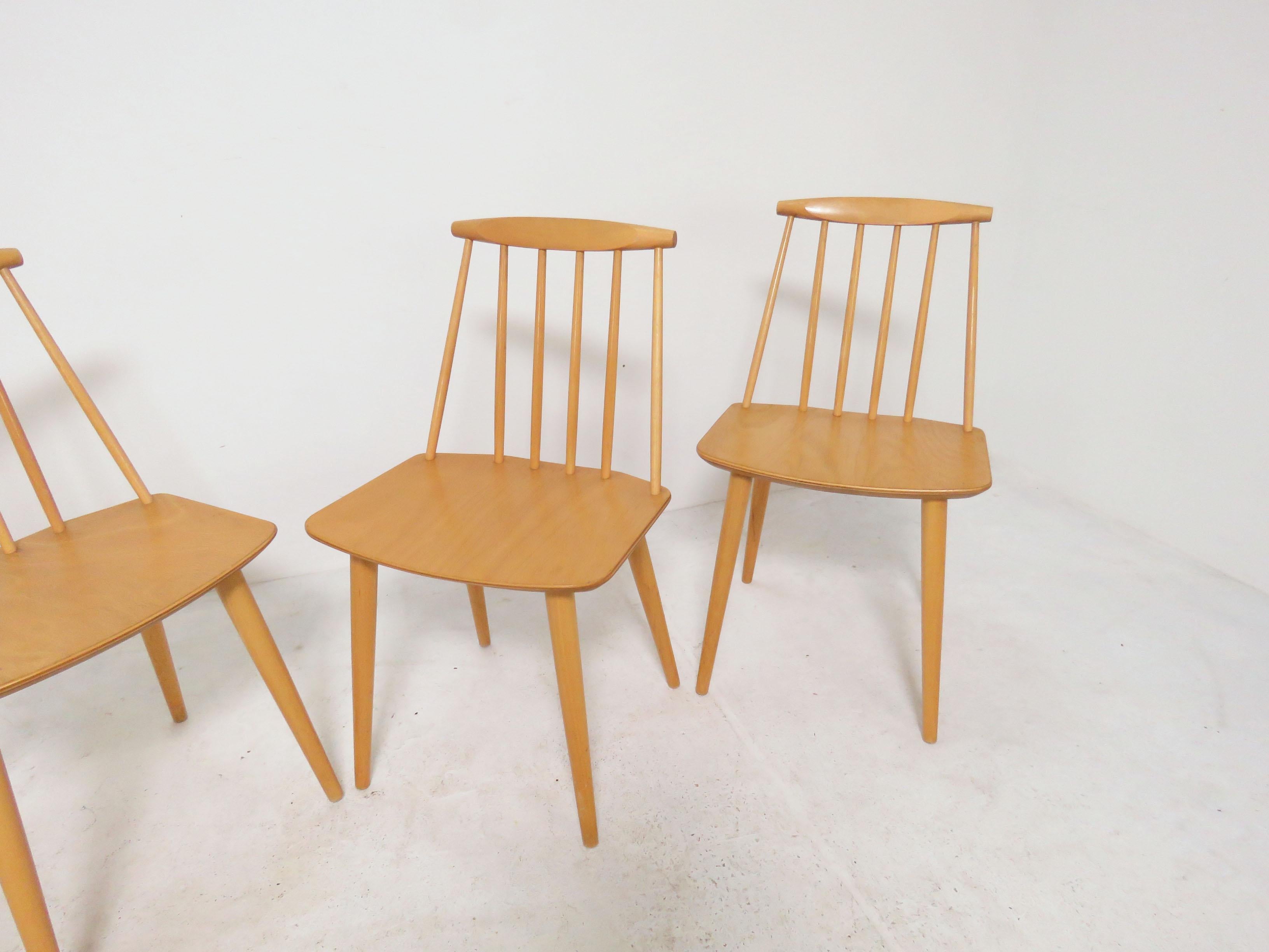 Scandinavian Modern Set of Four Folke Palsson for Fdb Mobler, Denmark Dining Chairs, circa 1975