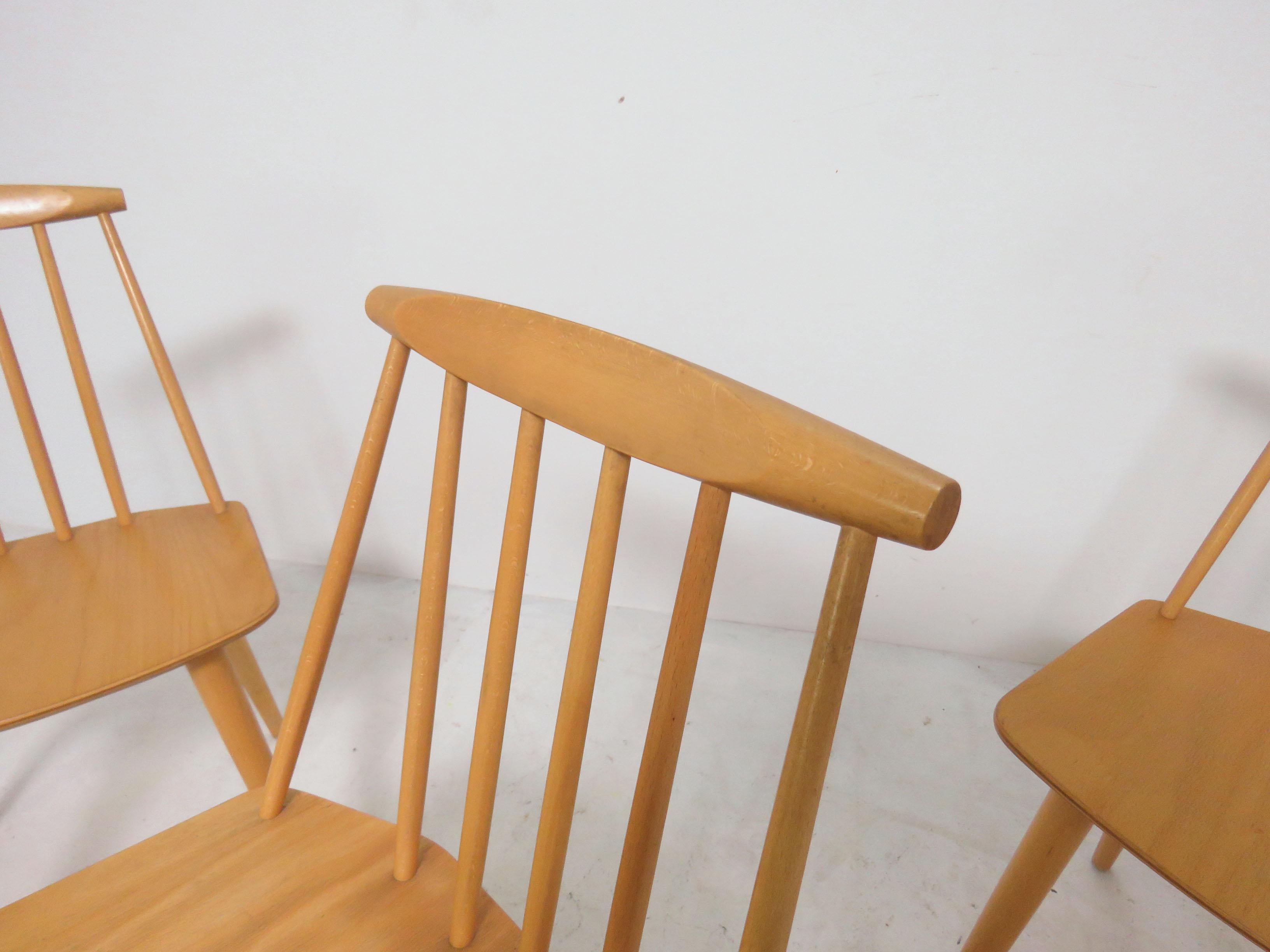 Set of Four Folke Palsson for Fdb Mobler, Denmark Dining Chairs, circa 1975 In Good Condition In Peabody, MA