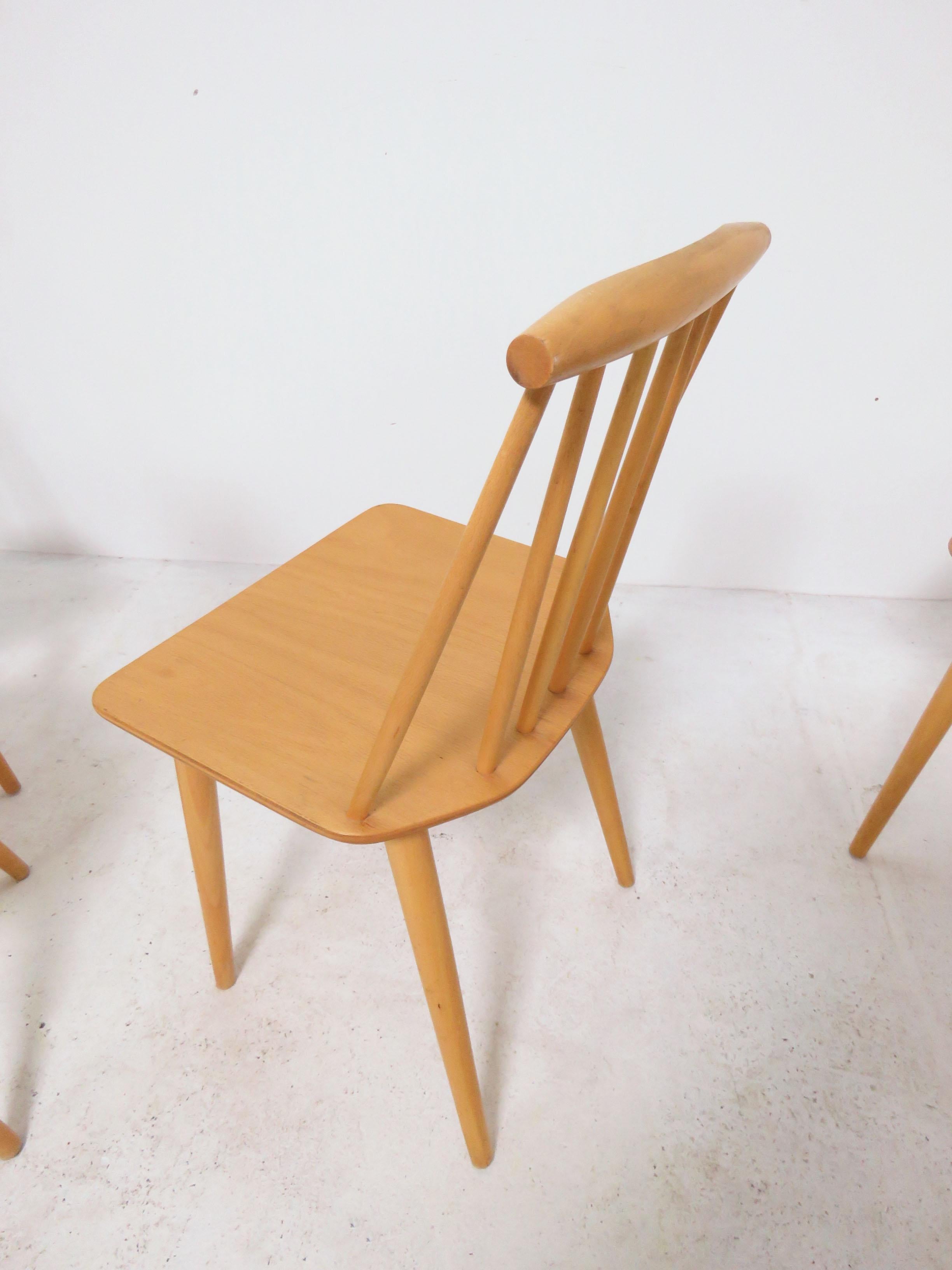 Birch Set of Four Folke Palsson for Fdb Mobler, Denmark Dining Chairs, circa 1975