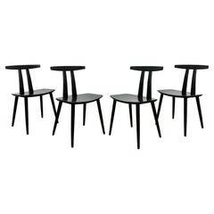 Set of Four Folke Palsson for FDB Mobler Lacquered Danish "Pi" Dining Chairs