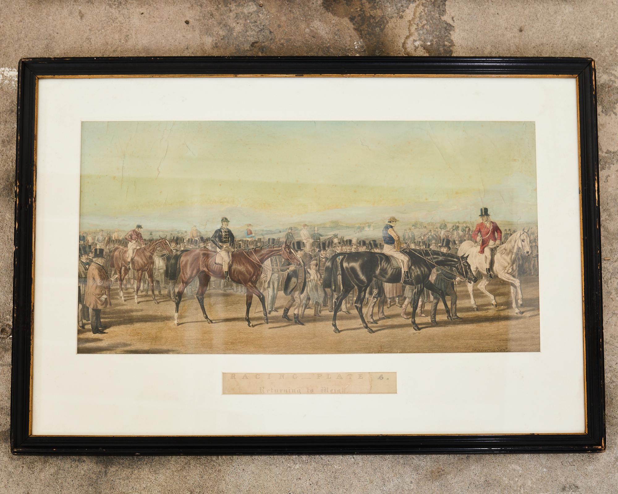 Set of Four Fores' National Sports Equestrian Prints by Herring In Distressed Condition For Sale In Rio Vista, CA
