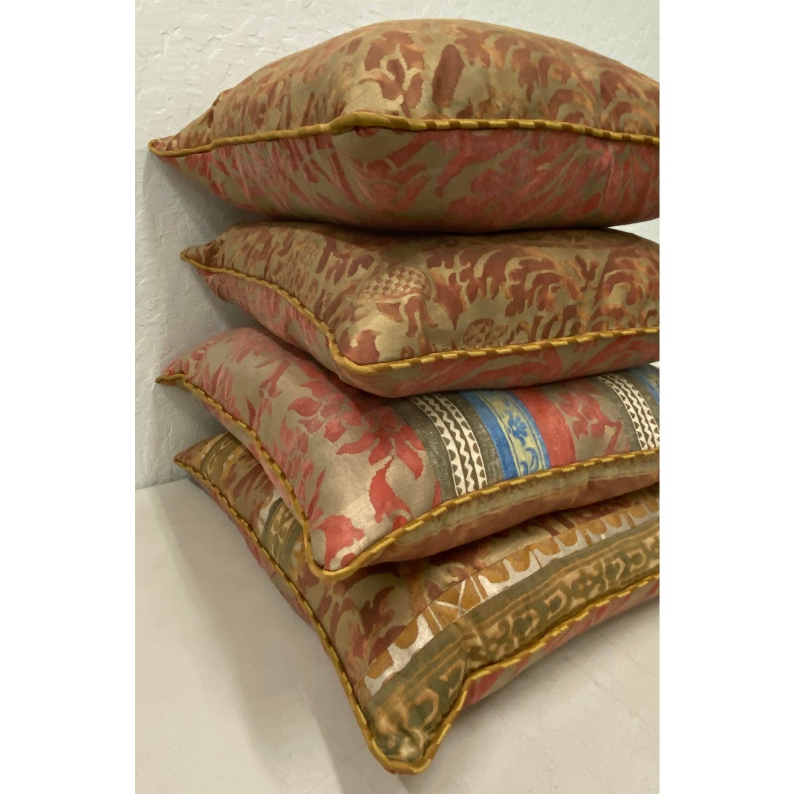 Spanish Set of Four Fortuny Fabric Cushions / Pillows