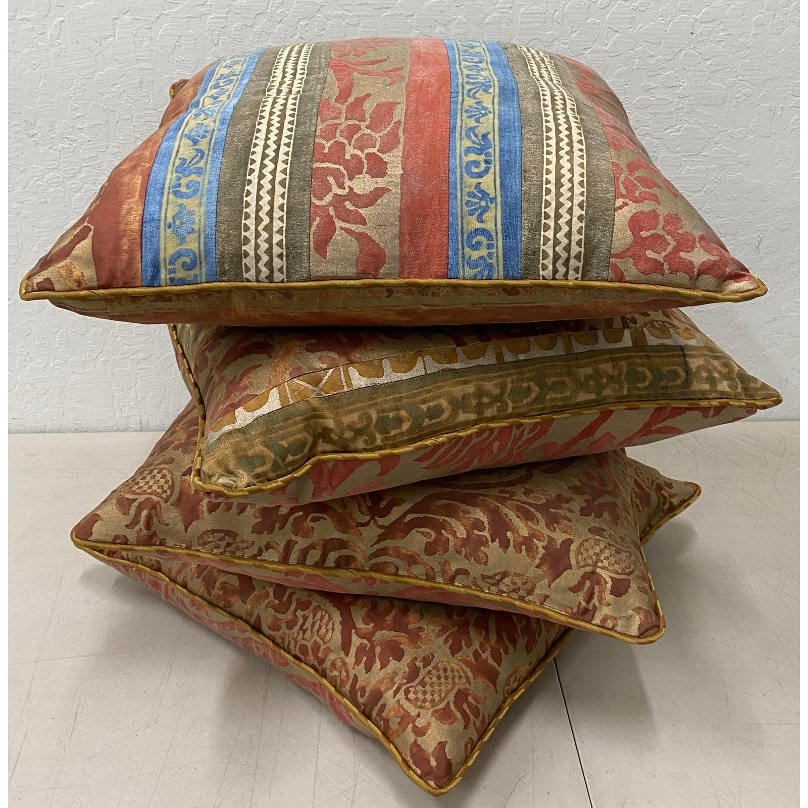 Hand-Crafted Set of Four Fortuny Fabric Cushions / Pillows