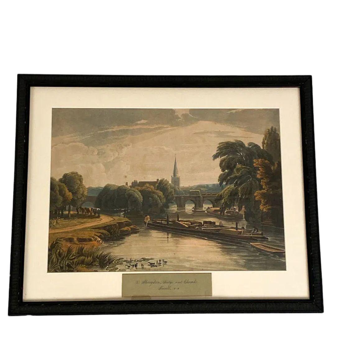 Paint Set of Four Framed Bridge and Water Scene Prints For Sale