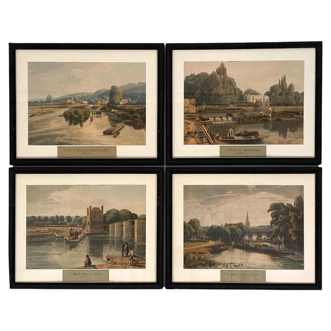 Set of Four Framed Bridge and Water Scene Prints For Sale