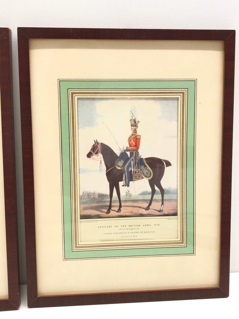 Set of Four Framed British Army Officers on Horse Prints 1950s For Sale