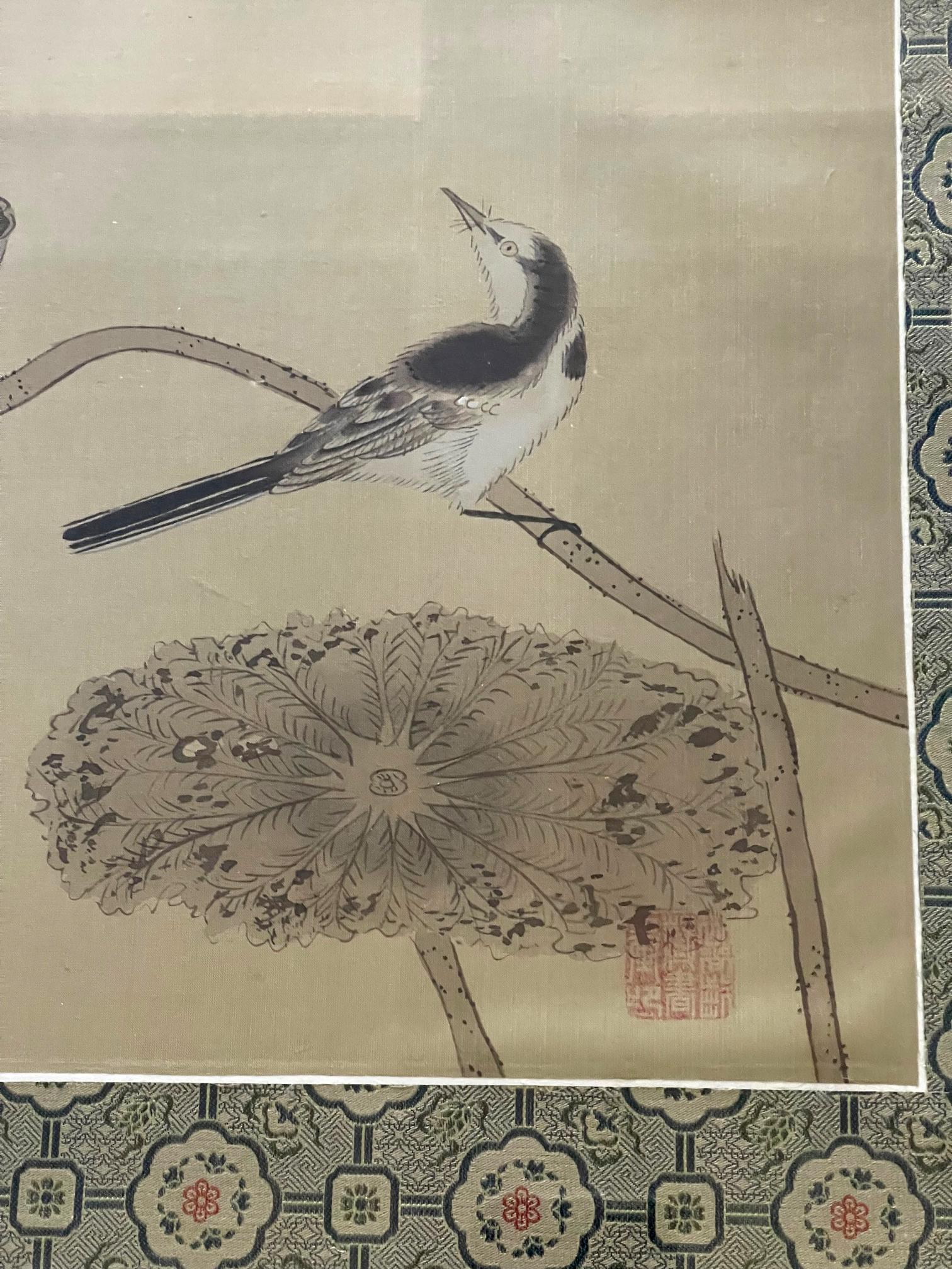 Set of Four Framed Chinese Silk Flower and Bird Paintings For Sale 4