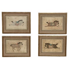Set of Four Framed Chinese T’ang Horse Paintings