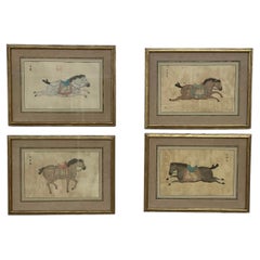 Set of Four Framed Chinese T’ang Horse Paintings
