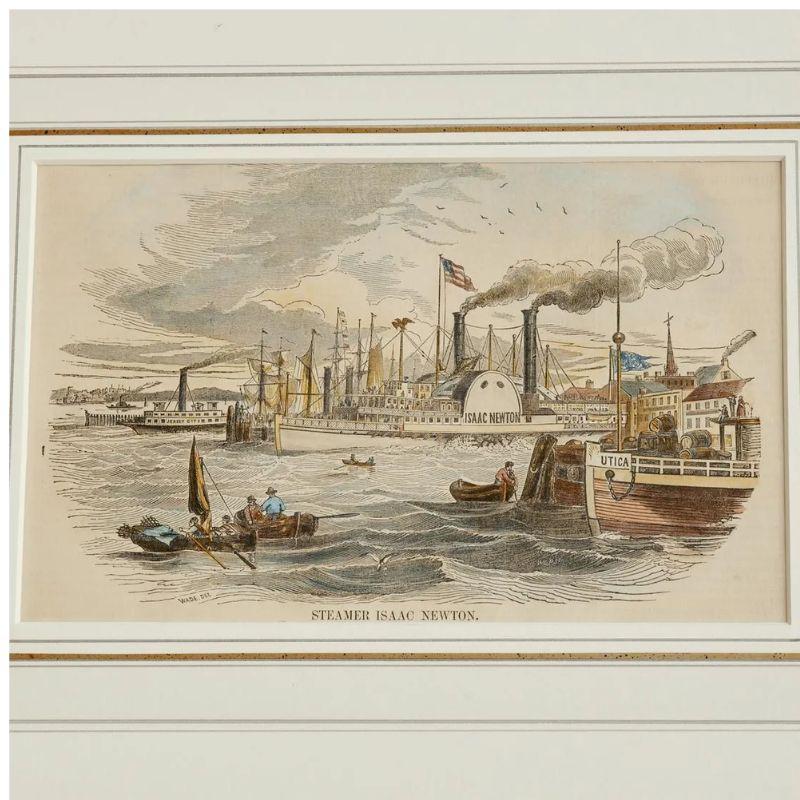 Set of Four Framed Colored Engravings Colonial Views In Good Condition In Locust Valley, NY