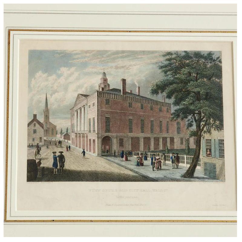 20th Century Set of Four Framed Colored Engravings Colonial Views For Sale