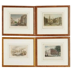 Set of Four Framed Colored Engravings Colonial Views