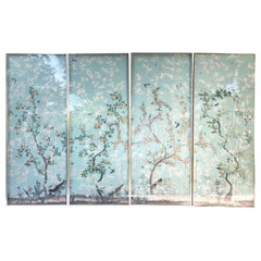 Set of Four Framed "Eastern Eden" Iksel Wallpaper Panels