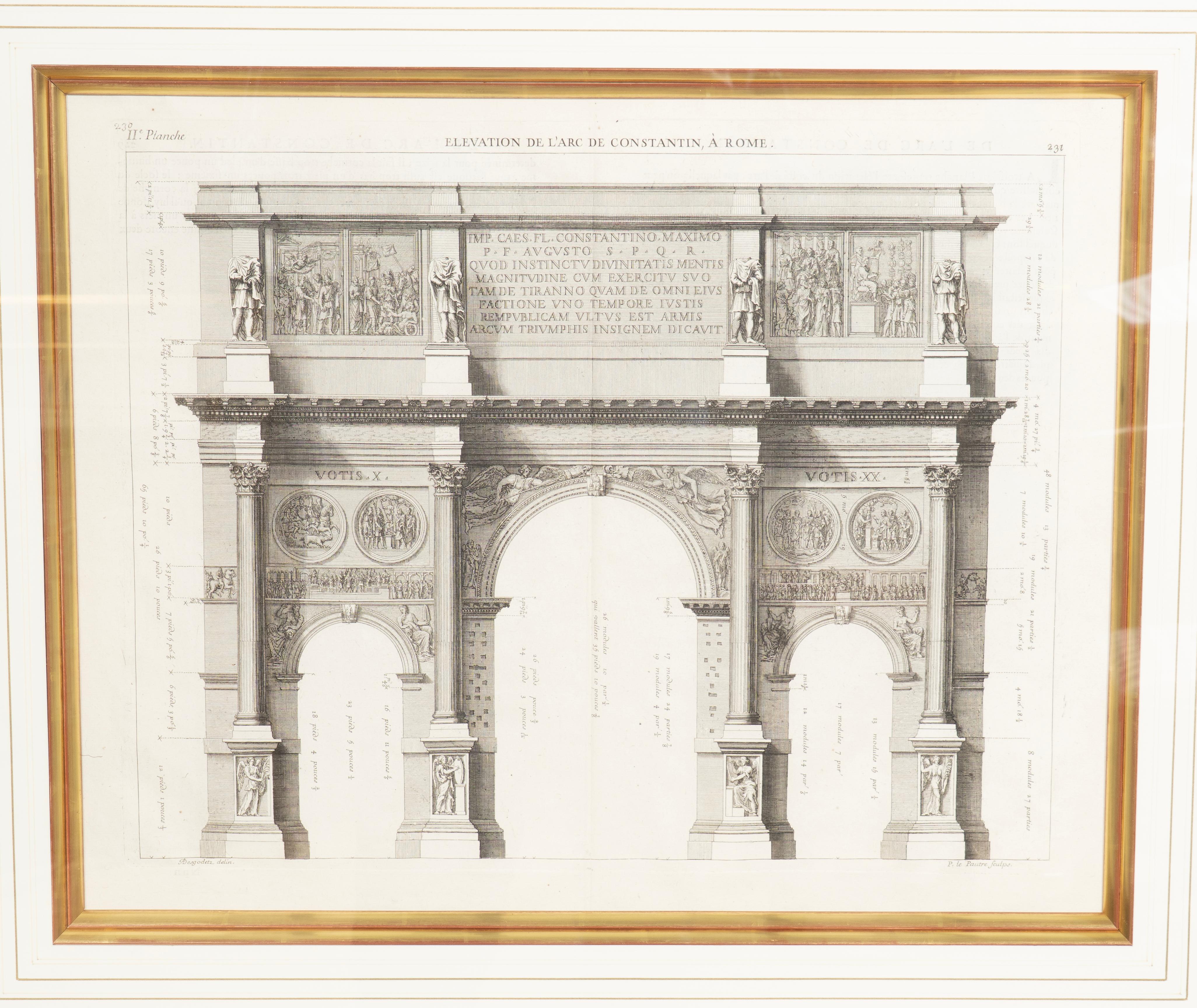 Set Of Four Framed Engravings Of Roman Architecture By Pierre Lepautre For Sale 5