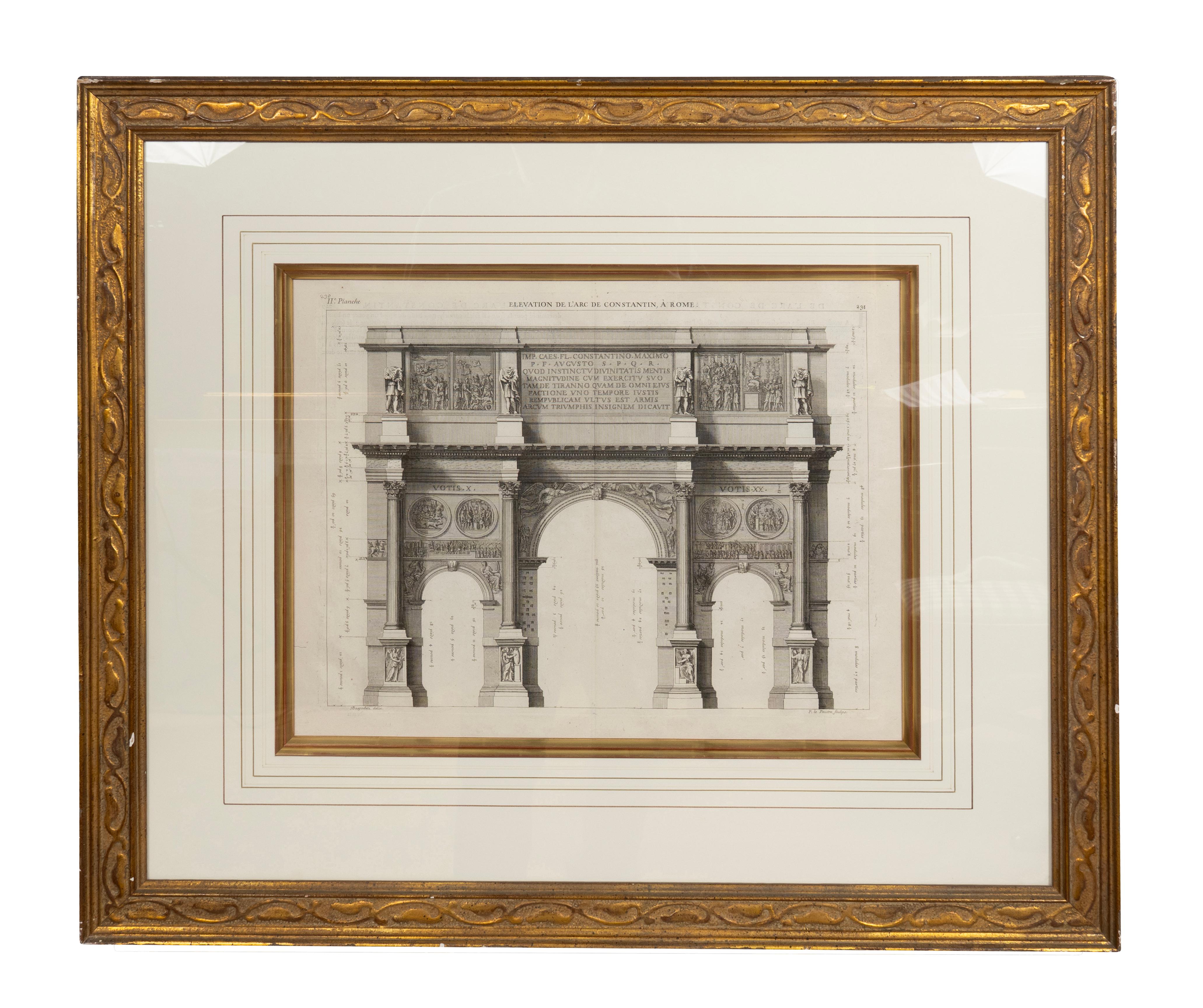 Early 18th Century Set Of Four Framed Engravings Of Roman Architecture By Pierre Lepautre For Sale