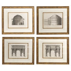 Ensemble de quatre gravures d'architecture romaine de Pierre Lepautre