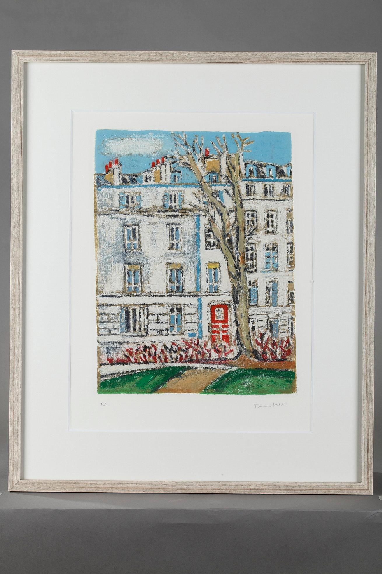 Late 20th Century Set of Four Framed Engravings Representing the Districts of Paris For Sale