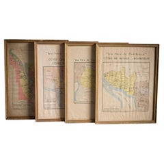 Vintage Set of Four Framed French Wine Region Posters Dated 1949
