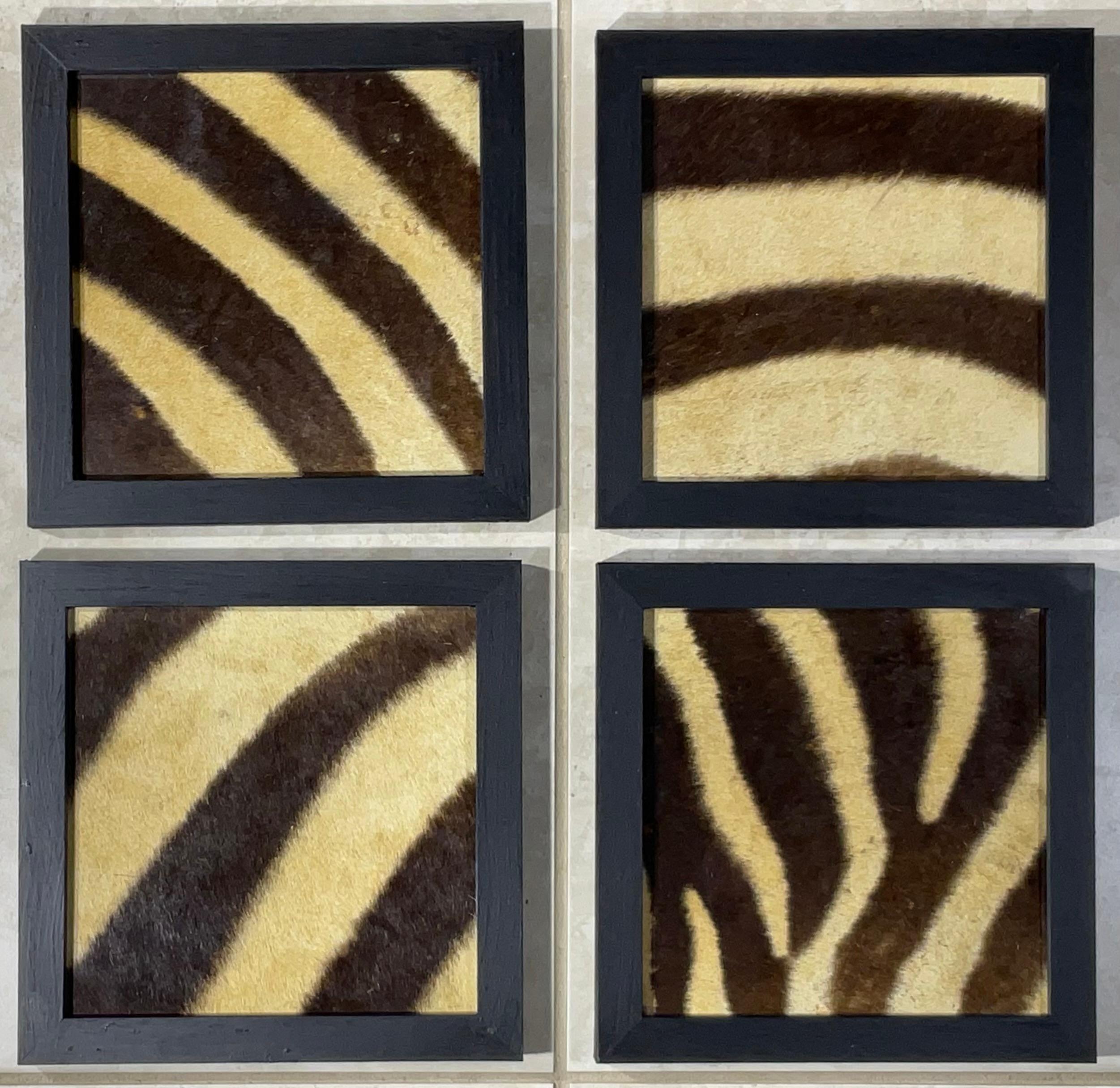 Set di quattro cornici in vera pelle di zebra antica in vendita 7