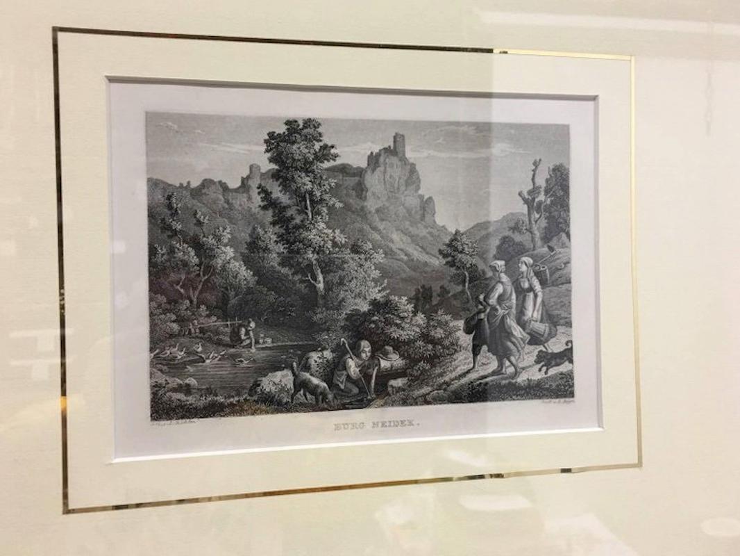 Set of Four Framed German Copper Engravings City Views Landscapes In Good Condition In Nuernberg, DE