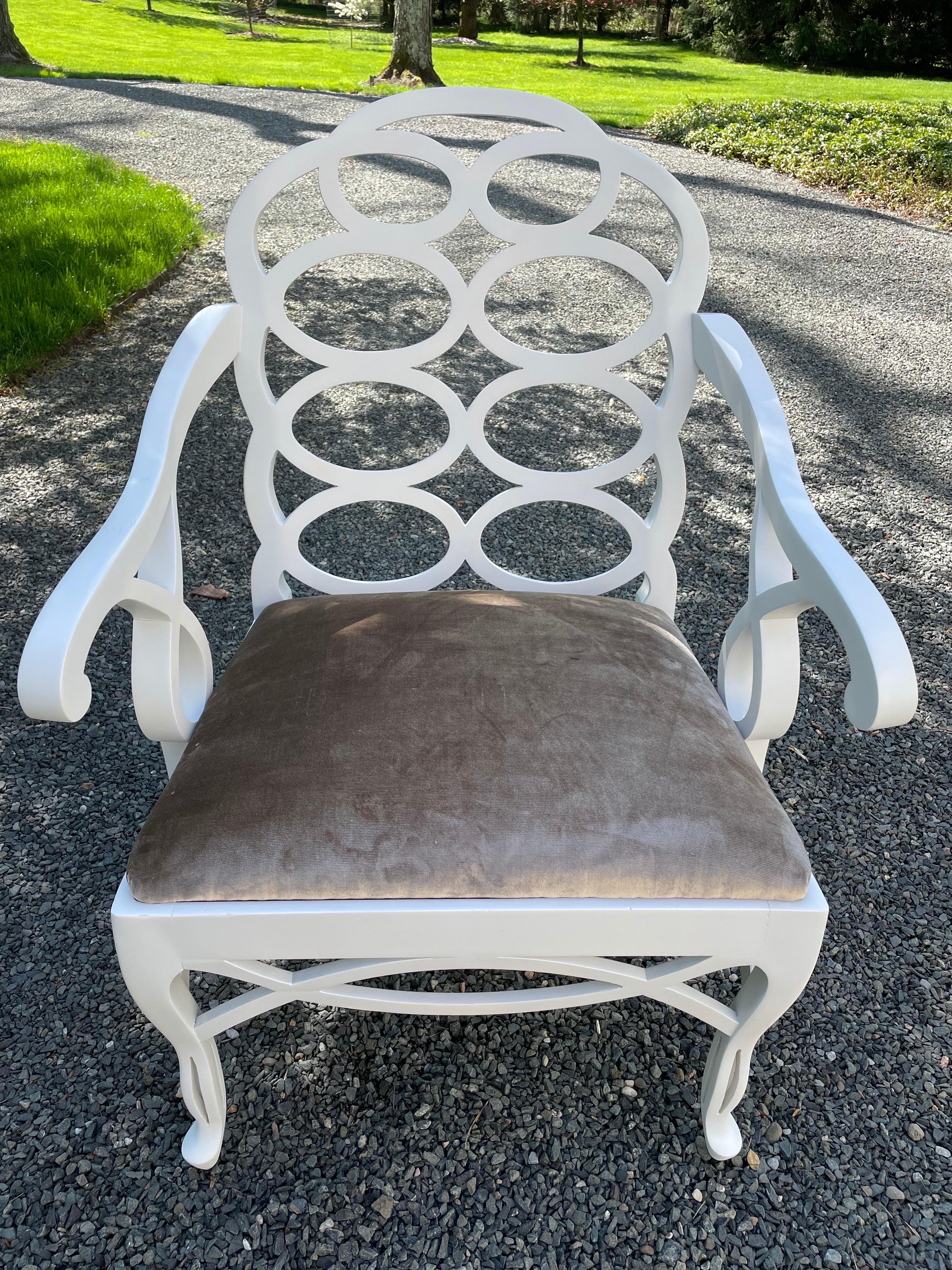 Set of Four Frances Elkins Loop Arm Chairs  For Sale 3