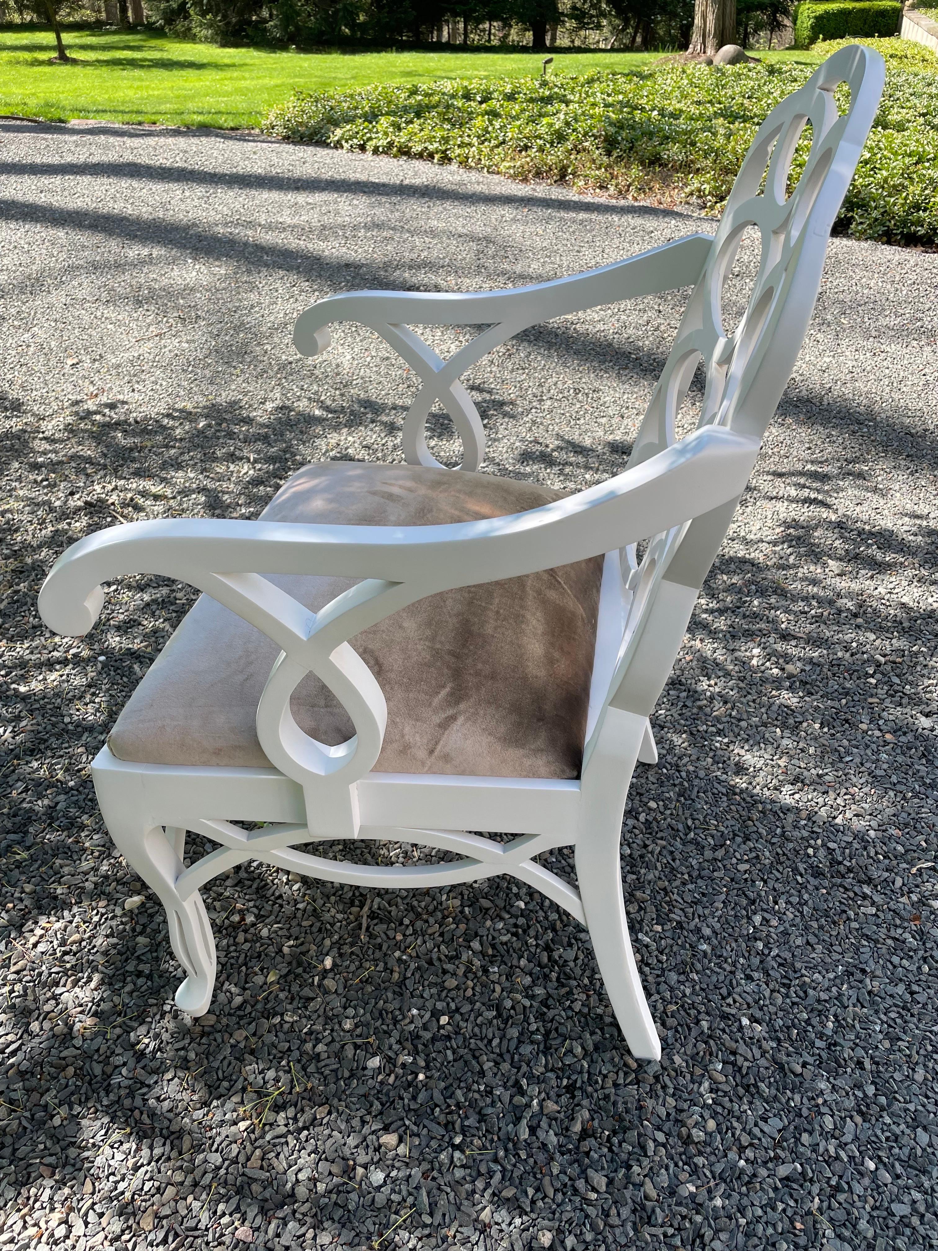 Set of Four Frances Elkins Loop Arm Chairs  In Excellent Condition For Sale In Lambertville, NJ