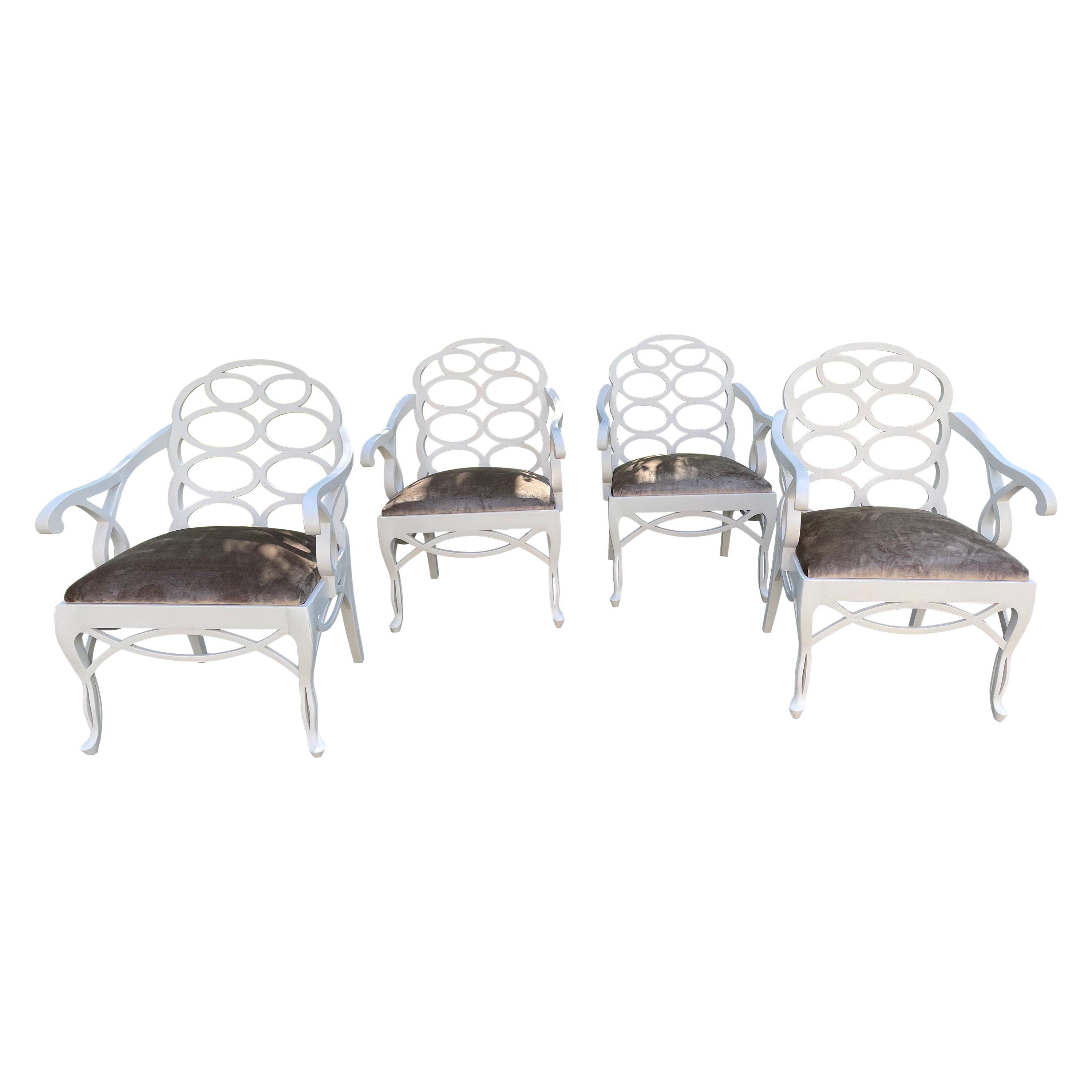 Set of Four Frances Elkins Loop Arm Chairs