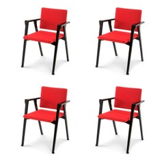 Set of Four Franco Albini Luisa Chairs, Wood and Fabric by Cassina