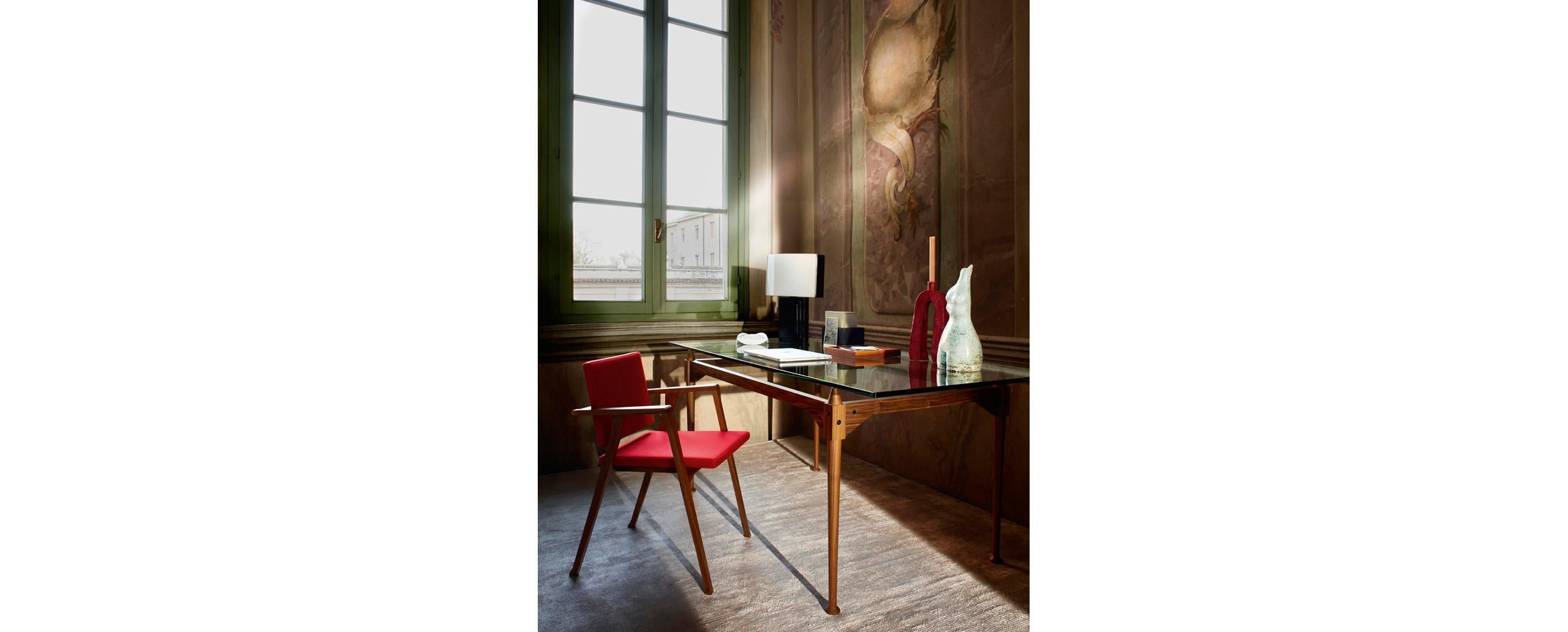 XXIe siècle et contemporain Ensemble de quatre chaises Franco Albini Luisa, bois et tissu par Cassina en vente