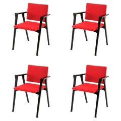 Set of Four Franco Albini Luisa Chairs, Wood and Fabric by Cassina