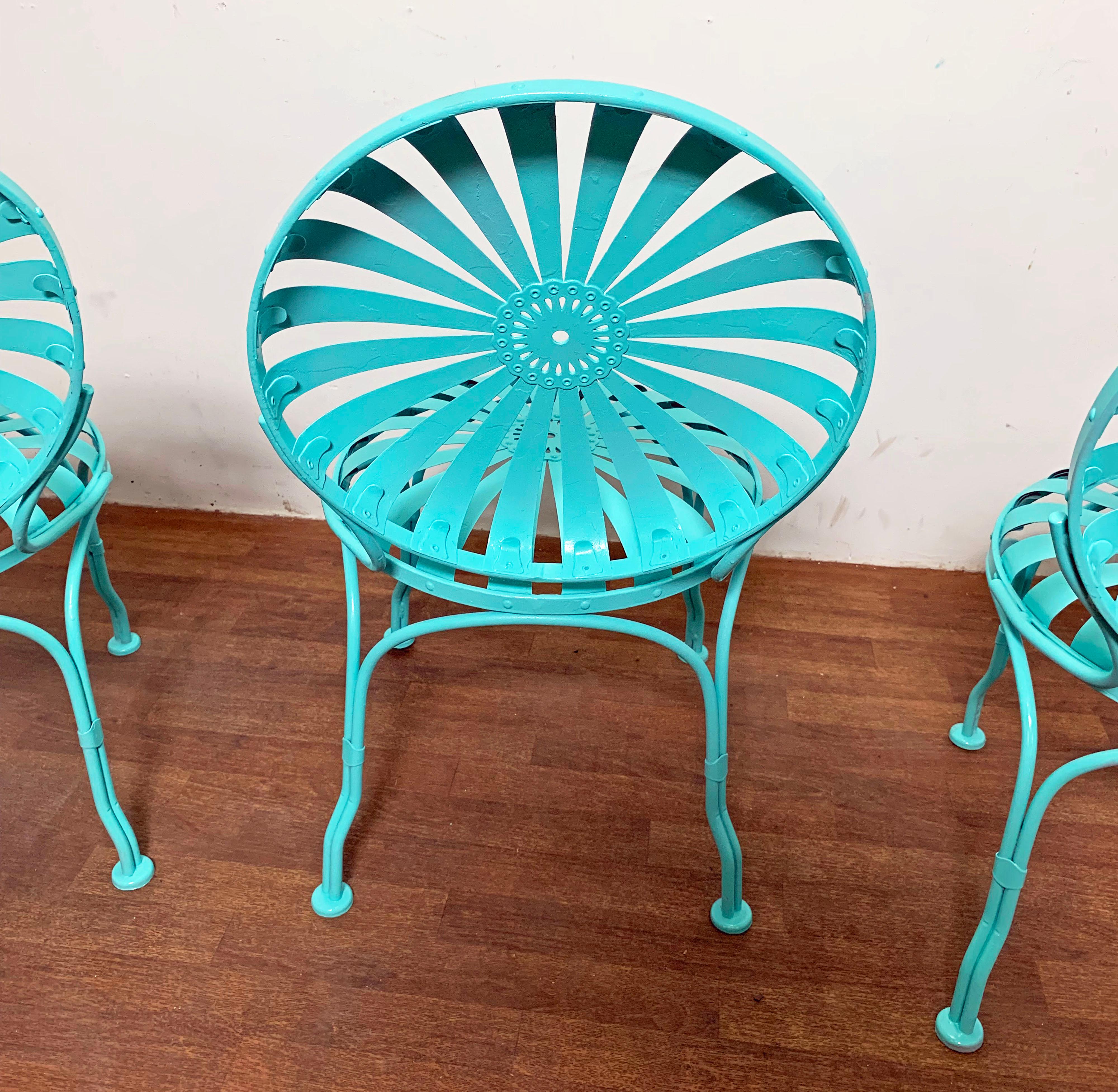 Set of Four Francois Carre Sunburst Garden Patio Chairs Circa 1930s 3