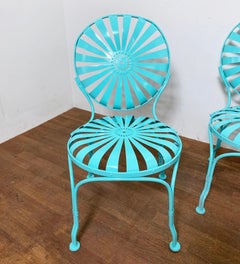Set of Four Francois Carre Sunburst Garden Patio Chairs Circa 1930s